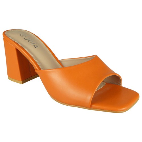 Sandals Mules Womens Ladies High Heel Summer Slip On Square Open Toe Comfy Size - Imagen 31 de 33