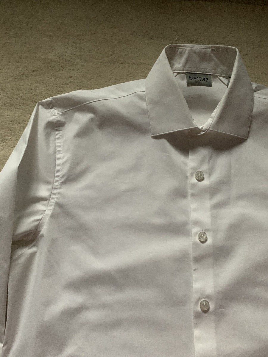 Kenneth Cole Reaction Men's Slim Fit Stretch Dress Shirt White 32X33 | eBay