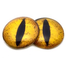 Pair Golden Yellow Dinosaur Glass Eyes Jewelry Doll Taxidermy Flatback Cabochons