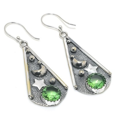 Boucles D'oreilles Argent Avec Grenat & Pierres Précieuses - Rose-Mimosa, Neuves