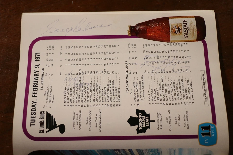 St. Louis Blues 1971 Signed Autographed Program NHL Hockey 6 Signatures - Image 4 of 4