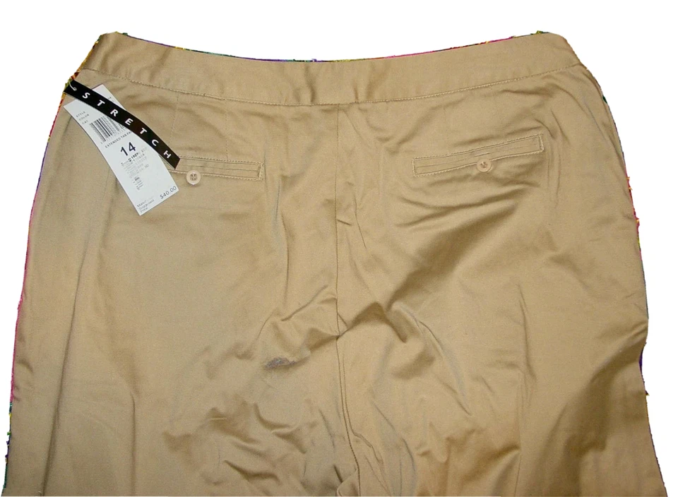 New Pants, Carolyn Taylor, Stretch Cotton Khaki-Tan MSRP-$40.00 14               - Image 3 of 4