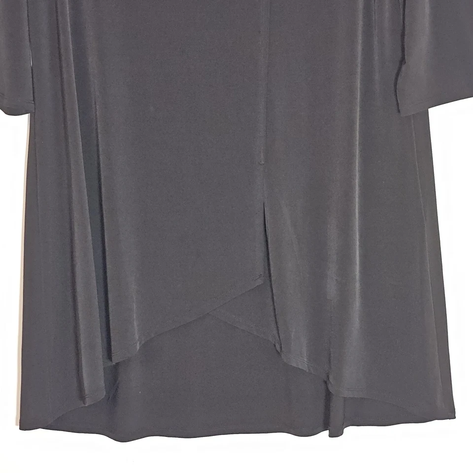 Vestido Chicos Mujer 2 Grande Negro Envolvente Túnica Manga 3/4 Elastizado Cómodo Asimétrico Foto 3 de 4