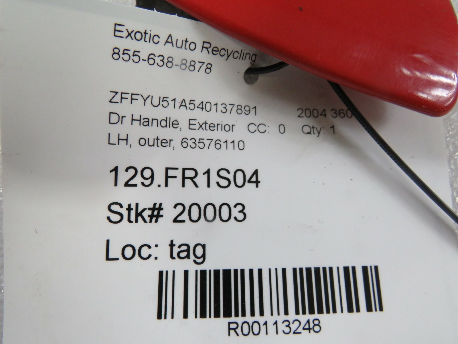 Ferrari 360, LH, Left Outer Door Handle Cover, Used, P/N 63576110