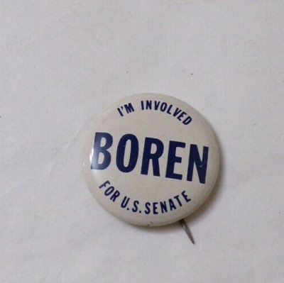 Boren For U.S. Senate, I'm Involved, Campaign Button, 1-1/8'' (CS-8)