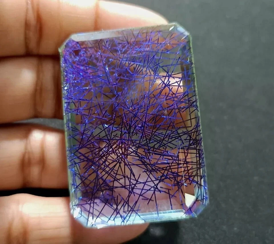 Rutilated Quartz Natural EMERALD Cut 219+Ct Blue Loose Gemstone EGL Certified - Image 3 of 4