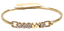 MICHAEL KORS GOLD TONE,CRYSTALS,MK LOGO,STAINLESS STEEL,BANGLE BRACELET -MKJ7316