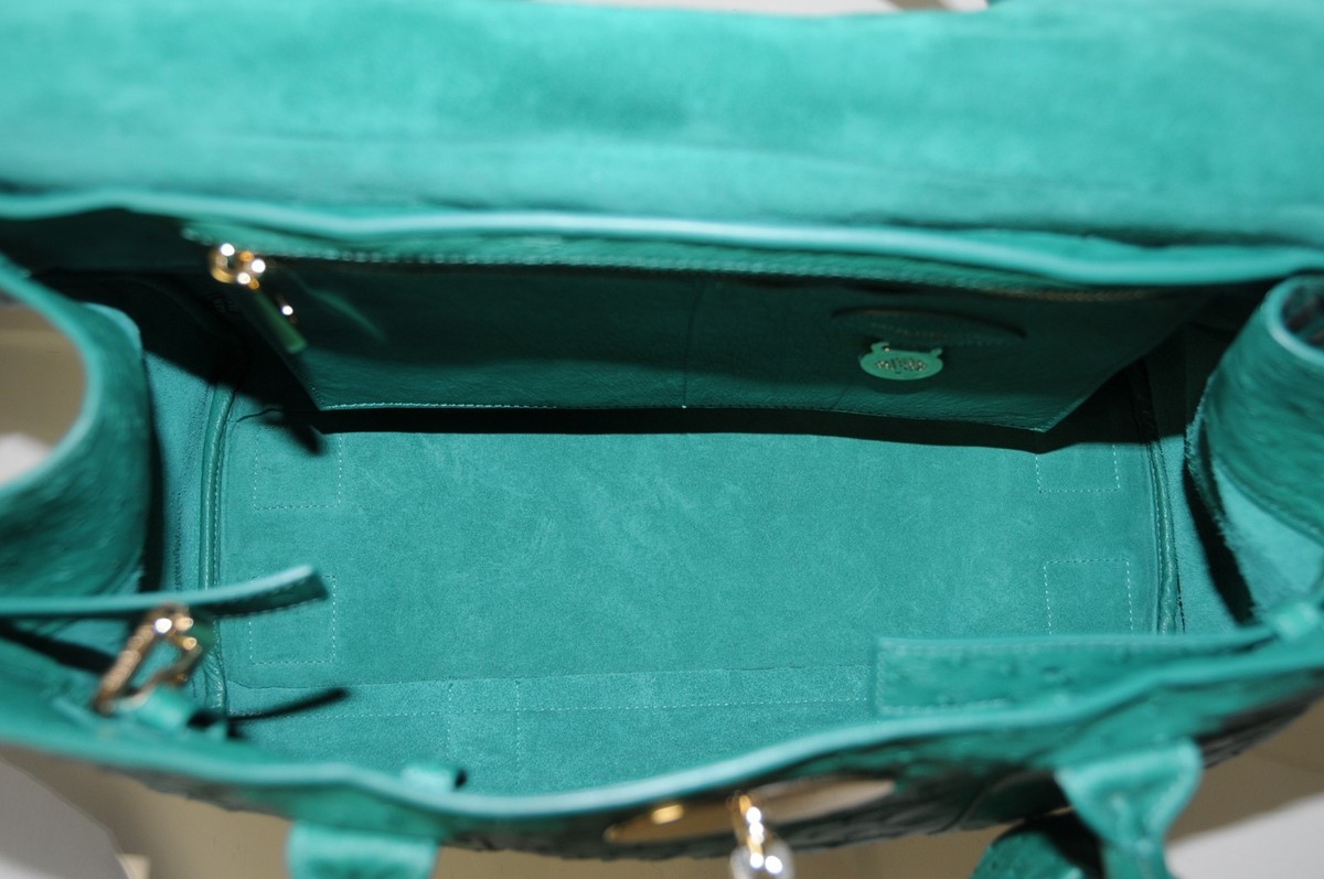New Mulberry EXOTIC OSTRICH Emerald Green Large Bayswater Shoulder