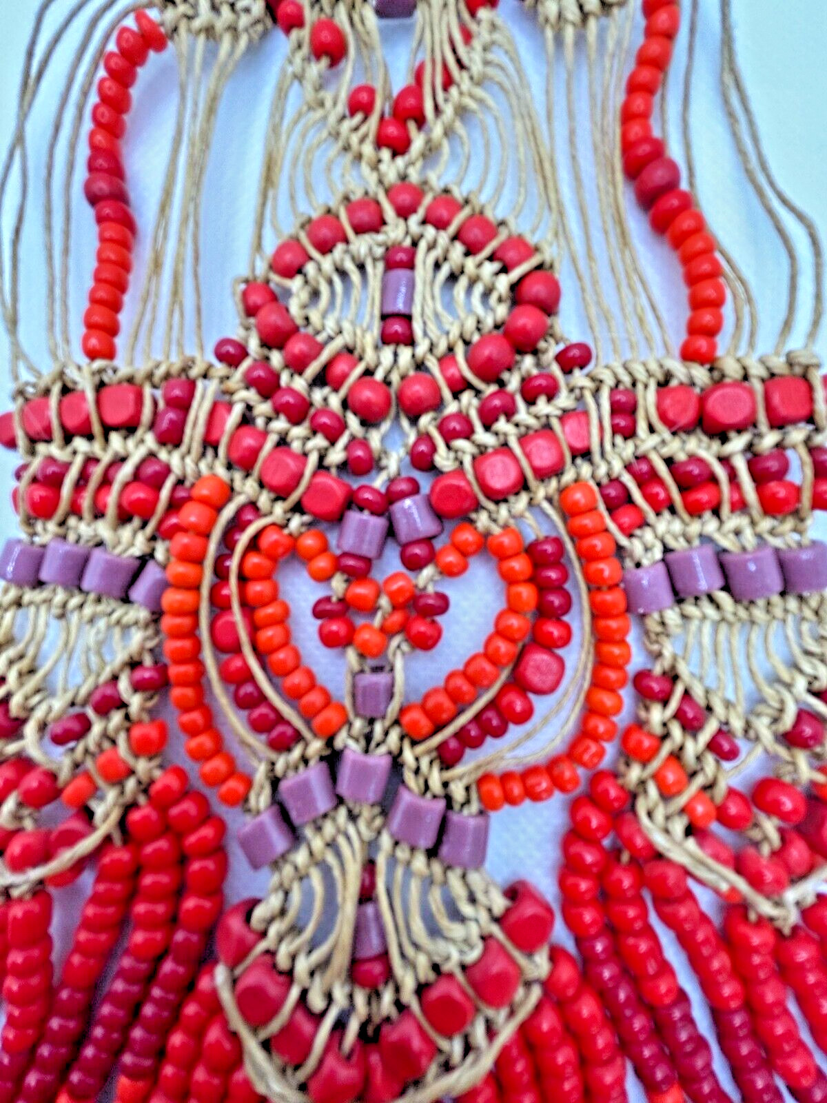 Awesome Statement Macrame knotted bib necklace AR… - image 2