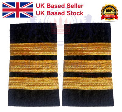 Erster Offizier, drei Barren Goldstreifen Schulterklappen, Pilot Fluggesellschaft, Marineoffizier
