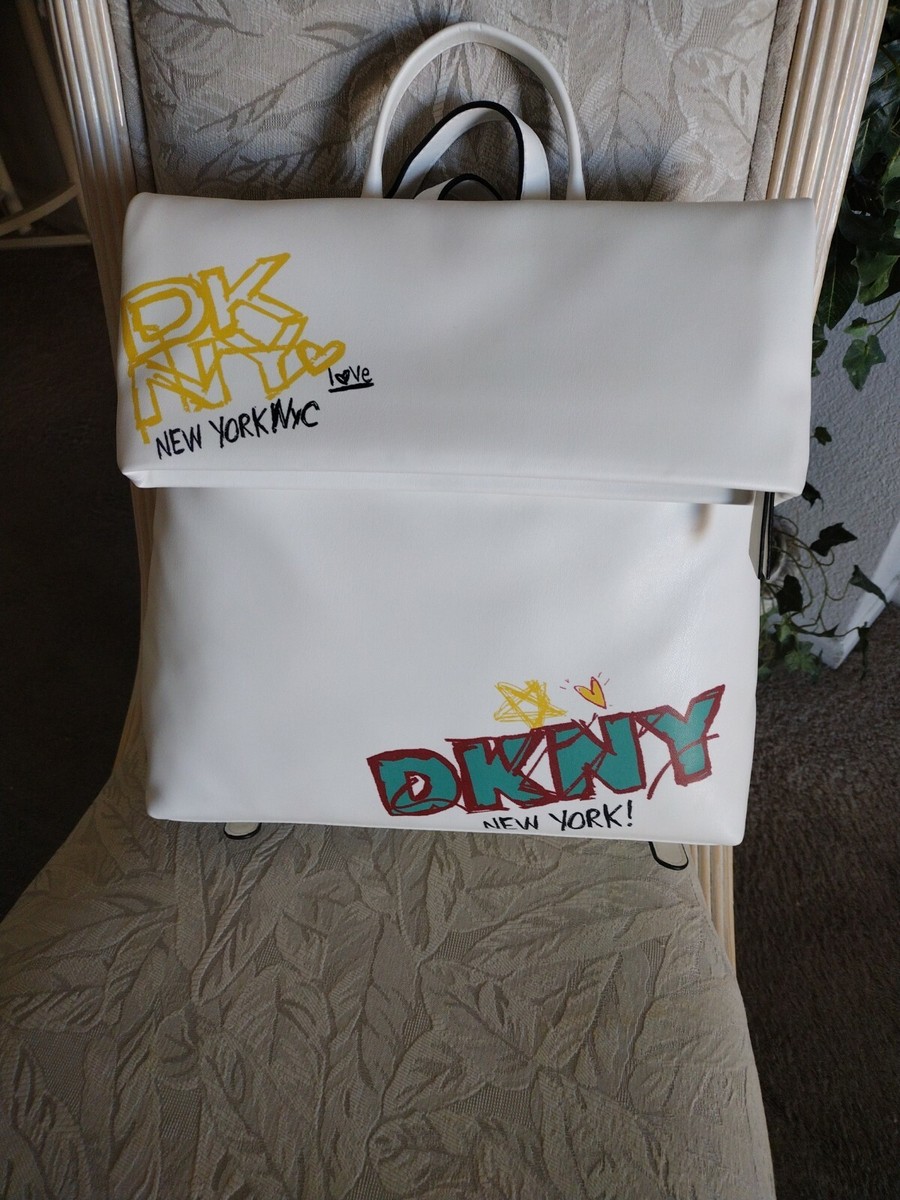 DKNY Tilly MD Backpack DKNY Tilly Foldover MD Backpack, Black Iconic Graffiti  main image 3