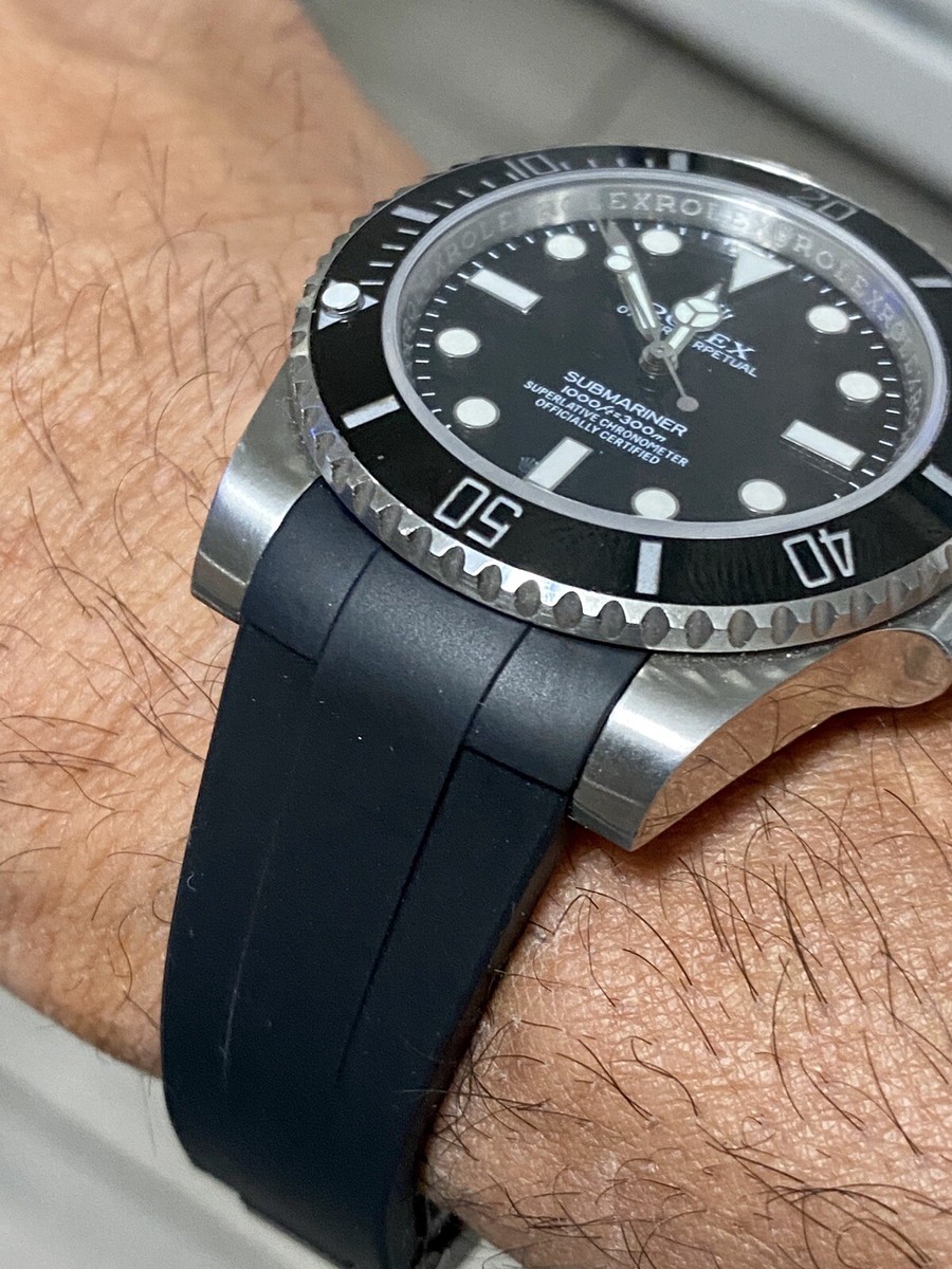 20mm BLACK Rubber Strap Band Made for Rolex Watches Submariner USE