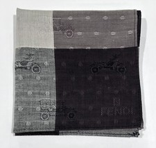 HANDKERCHIEF FENDI CHECK BROWN CAR LOVER COTTON POCKET SQUARE 18  