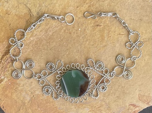Pulsera de piedras semipreciosas de ágata verde peruana Perú hecha a mano - Imagen 2 de 5