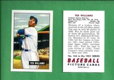 1951 BOWMAN REPRINT TED WILLIAMS 1986 CARD COLLECTORS COMPANY BOSTON RED SOX