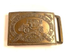Vintage Henry Ford Detroit Automobiles Model T Record Year Brass Belt Buckle
