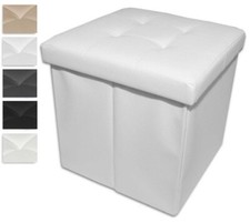 Pouf Puff Contenitore Ecopelle Seduta Baule Salvaspazio Poggiapiedi Vari Colori