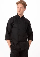 Chef Works Morocco Men's Black Chef Coat Lightweight Cook Jacket JLCL Medium NEW