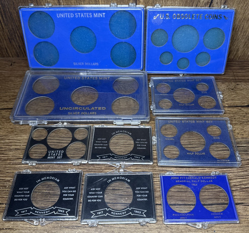 (Lot of 10) United States Coin Sets Plastic Case Display Holders Kennedy US Mint