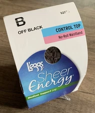 L'eggs Sheer Energy Medium Support Leg Size B Off Black Control Top Pantyhose