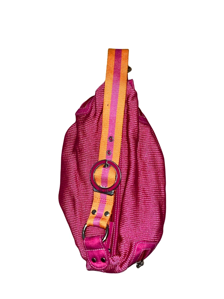 The SAK Pink Knit and Orange Strap 13" Shoulder Hobo Bag Y2K - Image 4 of 4