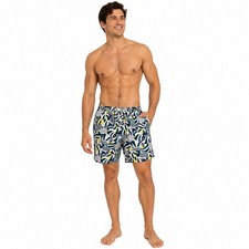 Lands End Mens Swim Shorts Size Medium 32-34 Brief Lined Drawstring Fish Beach