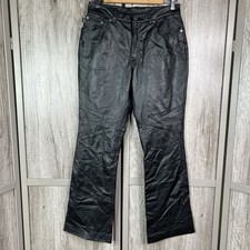 Ralph Lauren Leather Pants Womens Sz 8P Flare Bootcut Black Color NEW