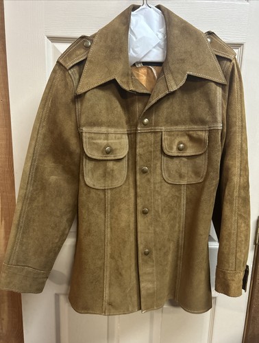 VTG 1970s Trailmaster Suede Leather Jacket Classic Western/Moto Style Size 36