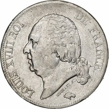 [#1201180] France, Louis XVIII, 5 Francs, Louis XVIII, 1819, Rouen, Silver, EF