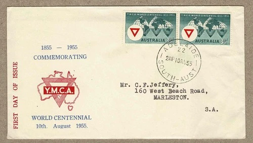 Australia 1955 Haslem YMCA  FDC Cover pair