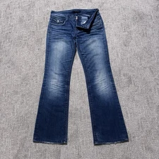 Vigoss Jeans Women's 9/10 (30x31) Blue Faded Low Rise Boot Cut Premium Denim NYC