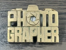 1981 Vintage Photographer Solid Brass Belt Buckle by Baron Buckles Taiwan 4510