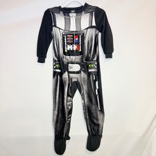 Star Wars Darth Vader Kids Footed Pajamas Size 4 Black Fleece Zip Up Sleeper