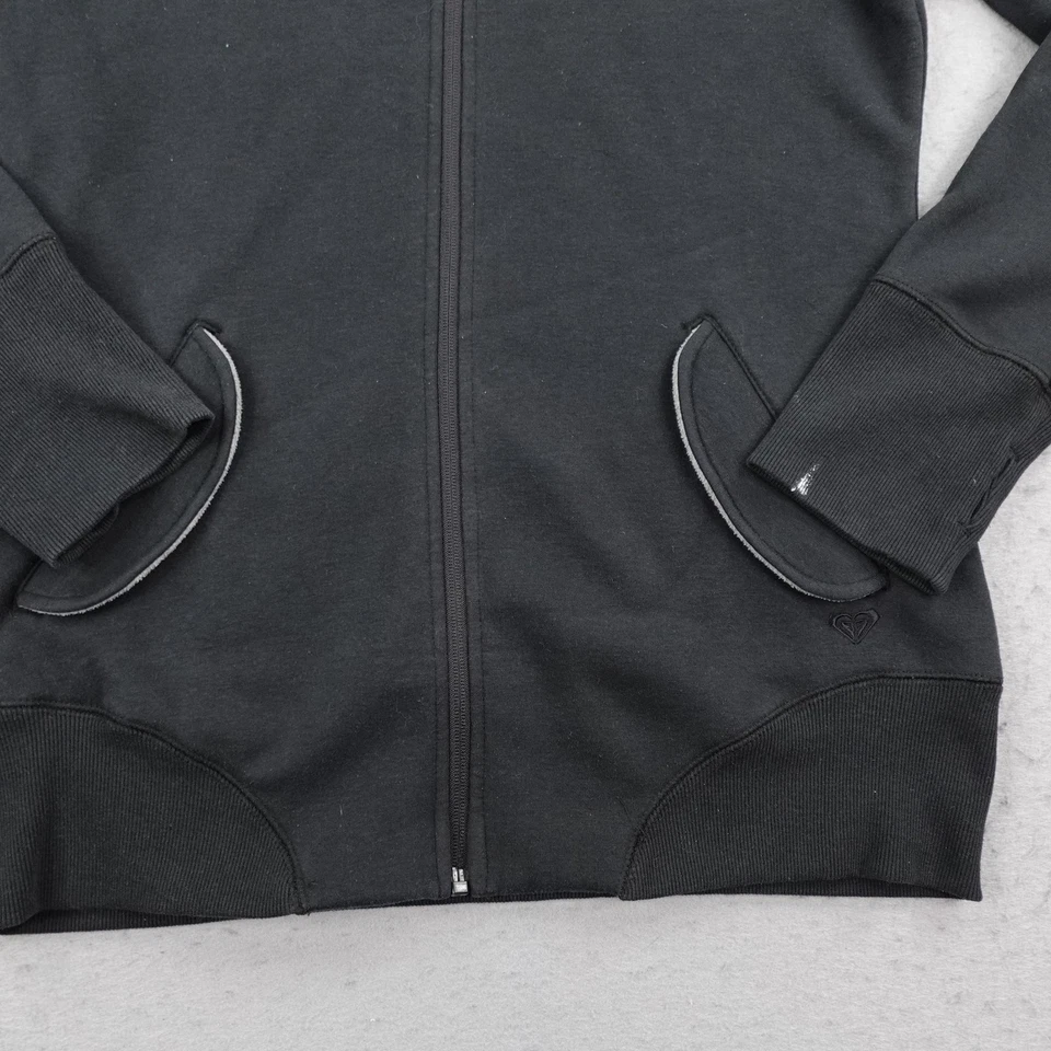 Jaqueta Roxy Vintage Feminina Grande Longa Preta Zíper Completo Forrada de Lã Y2K - Imagem 3 de 4