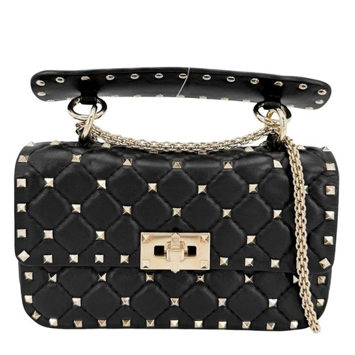 Valentino Garavani MINI Small Rockstud Spike Shoulder Bag Handbag Black Leather