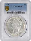 1928 Peace Silver Dollar AU58 PCGS