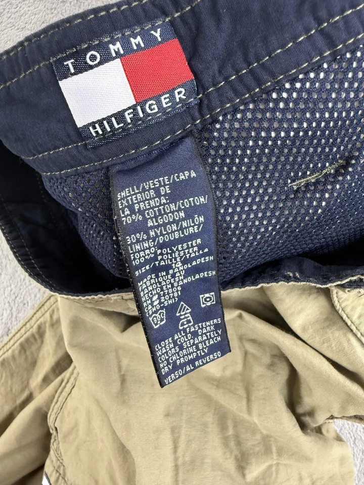 Pantalones Tommy Hilfiger Vintage Mujer 32x29 Caqui Carga Lateral Rayas Utilidad 00s Y2K Foto 3 de 4