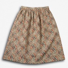 Vintage Paisley Midi Skirt High Waisted A-Line Earth Tone Boho Brown Green