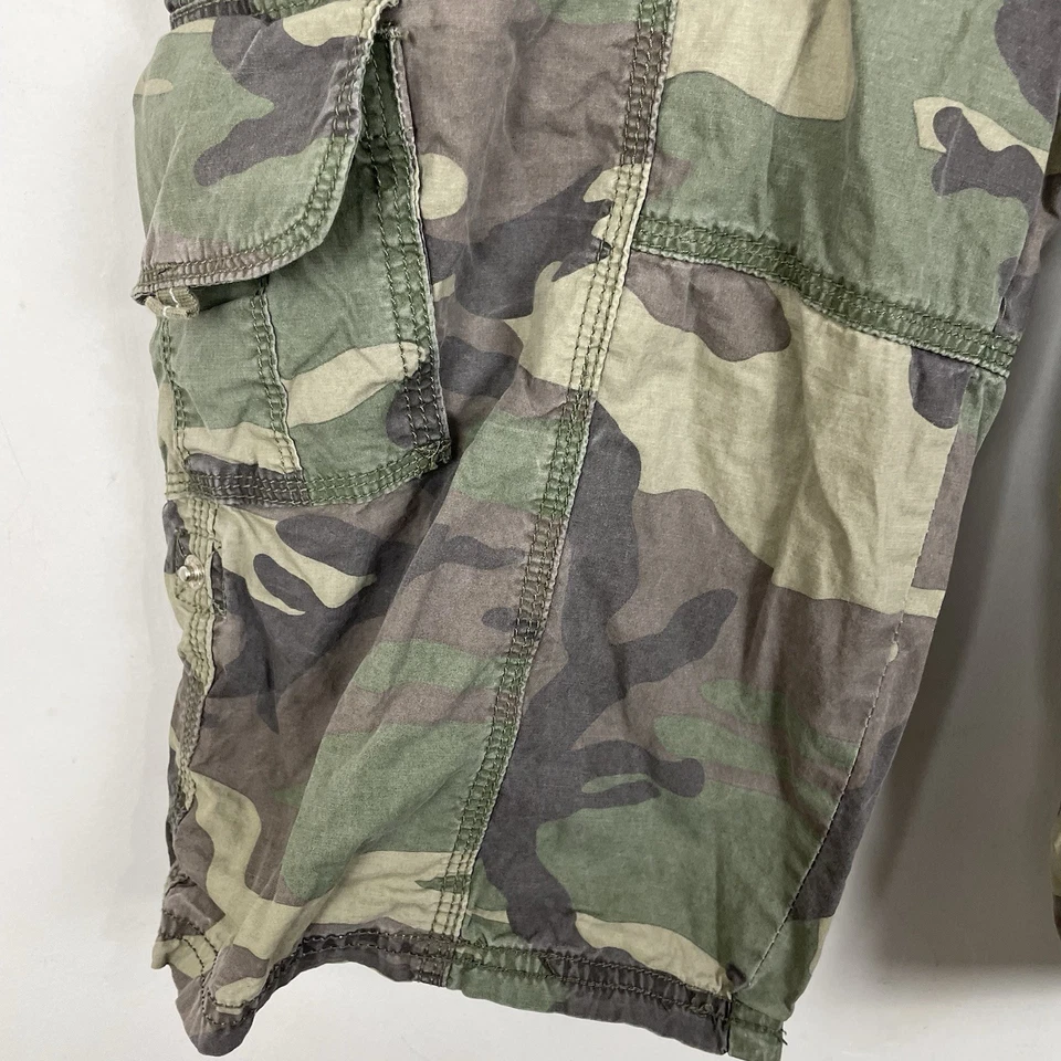 "Pantalones cortos cargo vintage Y2K Abercrombie & Fitch para mujer grandes verdes camuflados cintura 32-34""" Foto 3 de 4