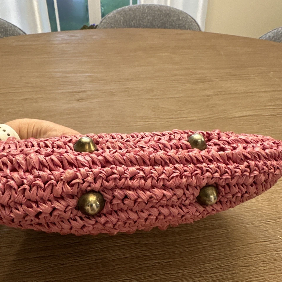 VTG Frances Hirsch Pink & Gold Clutch Purse With Inside Pocket Beaded - Image 4 of 4