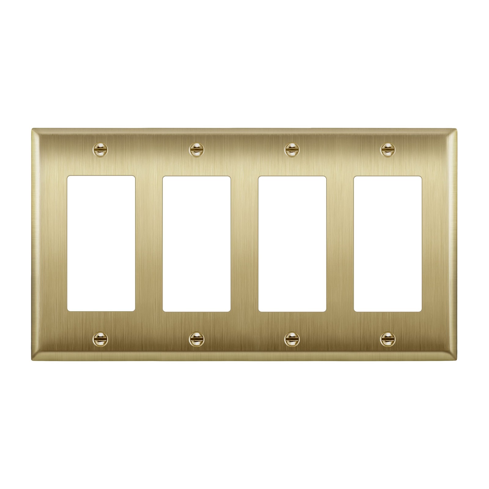 ENERLITES Decorator Wall Plate, Stainless Steel, Brass-Plated, 4-Gang
