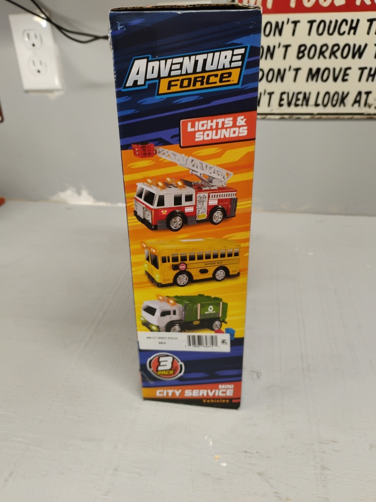 Adventure Force Mini City Service Vehicles w/ Lights and Sounds Kids Toy 3 Pack