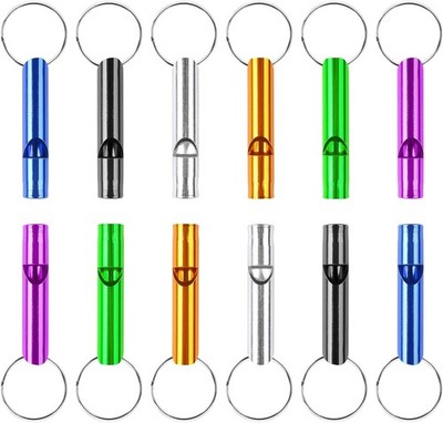 MIDELONG 12 pcs Emergency Whistle with Key Chain, Aluminum Extra Loud Safety ...
