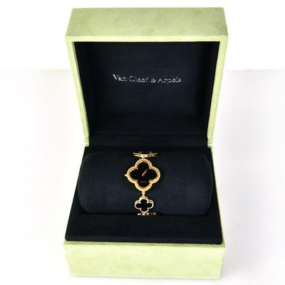 Van Cleef & Arpels 18k Onyx Alhambra 18K Gold Watch 13299 153067170