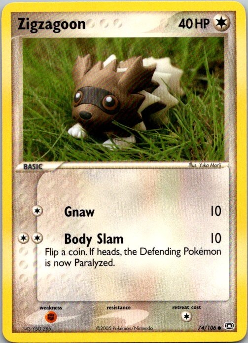 Zigzagoon Common Emerald 74/106 LP