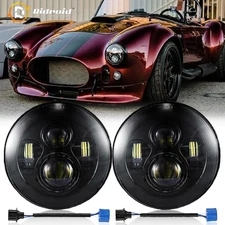 Pair Fit AC Shelby Cobra 1962-1973 7" inch Round LED Headlights Projector Hi/Lo