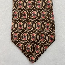 Southbrooke Silk Tie Vtg 90s Necktie Art Deco Chain Exec Black Pink Bronze 4x58