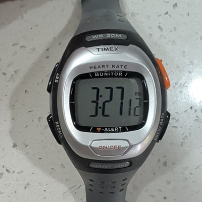 Timex Heart Rate Monitor WR 30M Watch Alarm/Timer Date Target Zone Black