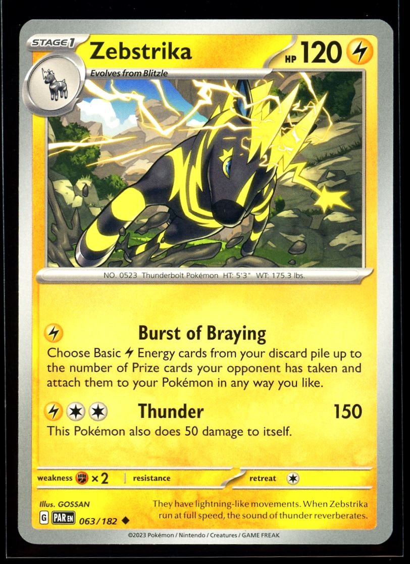 2023 Scarlet & Violet - Paradox Rift Zebstrika #63 Non Holo Pokemon Card