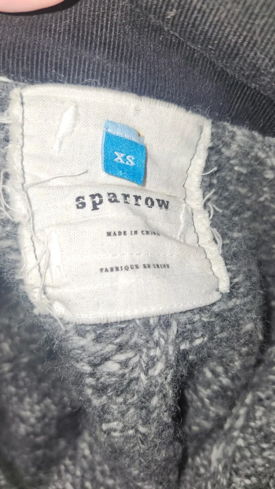 Cárdigan abotonado tejido lana azul/gris SPARROW ANTHROPOLOGIE con bolsillos de pana Foto 4 de 4